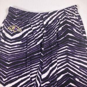 NFL Baltimore Ravens Purple Black White Zebra Pants Size XL Logo Right Hip
